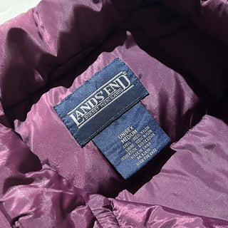 90's LANDS' END バーガンディ キルティング ダウン ベスト