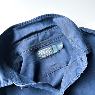 90's～ OLD RALPH LAUREN リネン×シルク エポレット L/Sシャツ