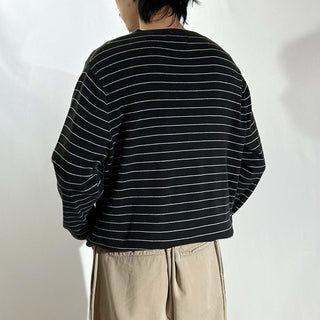 90's～ OLD Ralph Lauren "EXCLUSIVE OF DECORATION" "Pima Cotton Italy yarn" ボーダー Vネック ニット セーター