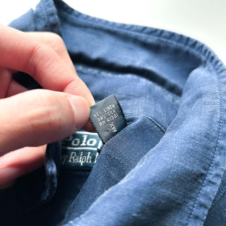 90's～ OLD RALPH LAUREN リネン×シルク エポレット L/Sシャツ