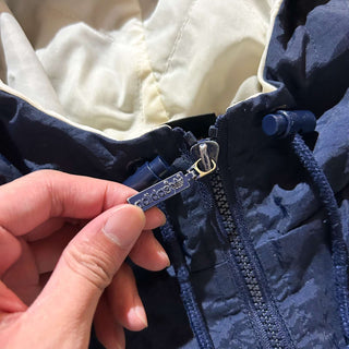 90's adidas 裏キルティング フーデッド ナイロン シェル ジャケット(ネイビー)