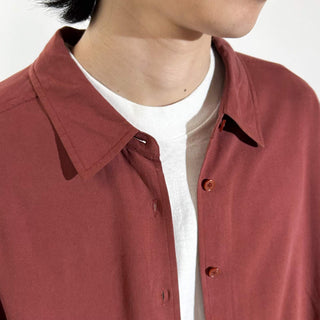 00's ORVIS ボックスシルエット ブラウン シルク L/Sシャツ