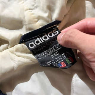 90's adidas 裏キルティング フーデッド ナイロン シェル ジャケット(ネイビー)