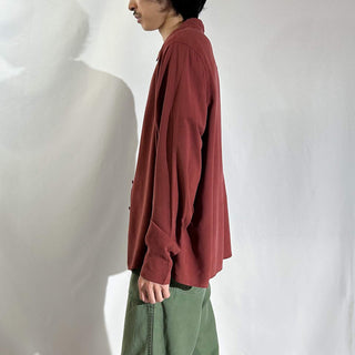 00's ORVIS ボックスシルエット ブラウン シルク L/Sシャツ