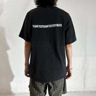 00's HANES "thank you thank you very much" メッセージ 両面プリント Tシャツ
