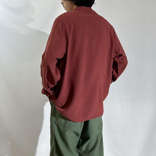 00's ORVIS ボックスシルエット ブラウン シルク L/Sシャツ