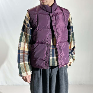 90's LANDS' END バーガンディ キルティング ダウン ベスト