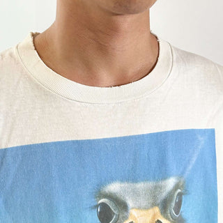 90's～00's JERZEES "HEADS UP!" ボロ ダチョウ アニマル プリント Tシャツ