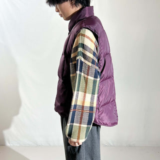90's LANDS' END バーガンディ キルティング ダウン ベスト