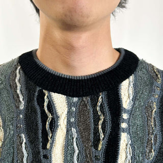 90's～00's "made in Canada" PRONTO・UOMO マルチカラー 3D ニット セーター