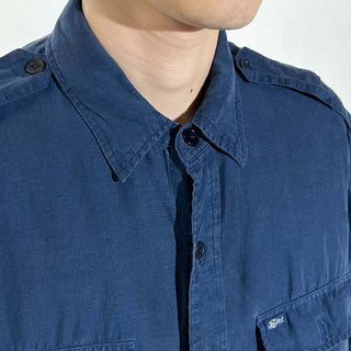 90's～ OLD RALPH LAUREN リネン×シルク エポレット L/Sシャツ