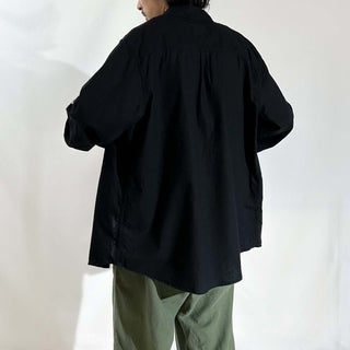 00's converse ブラック リネン×コットン L/Sシャツ