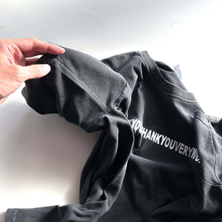 00's HANES "thank you thank you very much" メッセージ 両面プリント Tシャツ