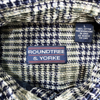 90's roundtree&yorke チェック 太畝 コーデュロイ L/Sシャツ