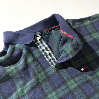 90's TOMMY HILFIGER 短丈 ブラックウォッチ S/Sポロシャツ