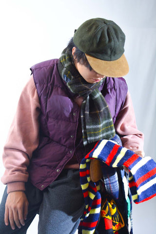 90's LANDS' END バーガンディ キルティング ダウン ベスト