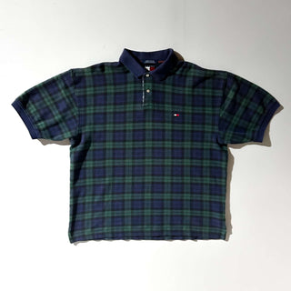 90's TOMMY HILFIGER 短丈 ブラックウォッチ S/Sポロシャツ