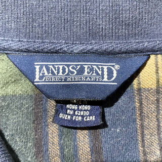 90's LANDS’ END チェック スウェット ポロシャツ