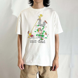 90's "made in USA" Hanes "mr.dad" Jim Benton アート プリント Tシャツ