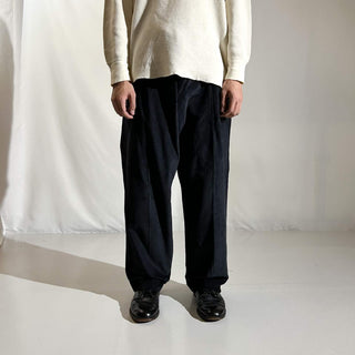 90's～ "deadstock" LANDS' END ２タック コーデュロイ パンツ (BLACK 33×30)