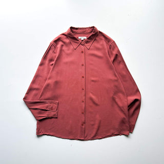 00's ORVIS ボックスシルエット ブラウン シルク L/Sシャツ