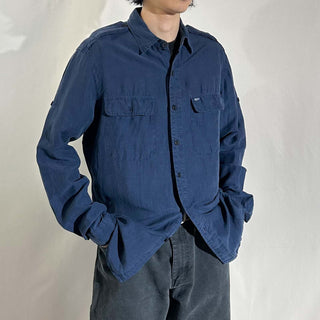 90's～ OLD RALPH LAUREN リネン×シルク エポレット L/Sシャツ