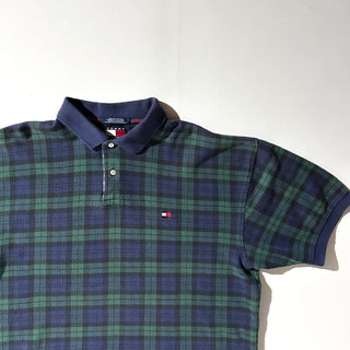 90's TOMMY HILFIGER 短丈 ブラックウォッチ S/Sポロシャツ