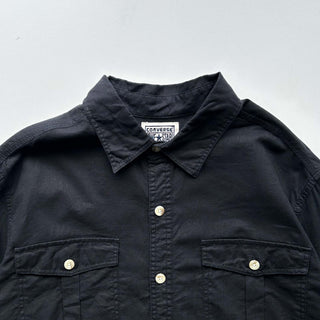 00's converse ブラック リネン×コットン L/Sシャツ