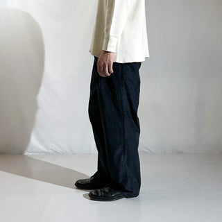 90's～ "deadstock" LANDS' END ２タック コーデュロイ パンツ (BLACK 33×30)