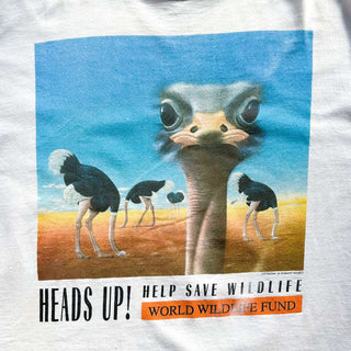 90's～00's JERZEES "HEADS UP!" ボロ ダチョウ アニマル プリント Tシャツ