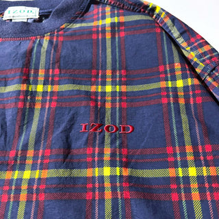 90's IZOD パッカブル チェック プルオーバー ナイロン ジャケット(レッド)