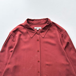 00's ORVIS ボックスシルエット ブラウン シルク L/Sシャツ