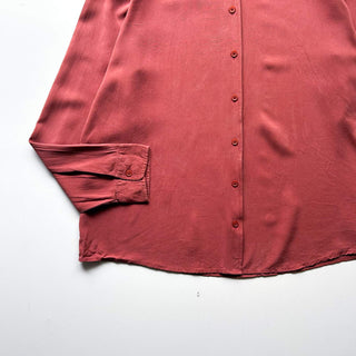 00's ORVIS ボックスシルエット ブラウン シルク L/Sシャツ