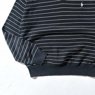 90's～ OLD Ralph Lauren "EXCLUSIVE OF DECORATION" "Pima Cotton Italy yarn" ボーダー Vネック ニット セーター