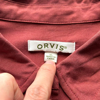 00's ORVIS ボックスシルエット ブラウン シルク L/Sシャツ