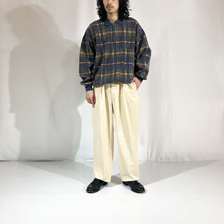 90's LANDS’ END チェック スウェット ポロシャツ
