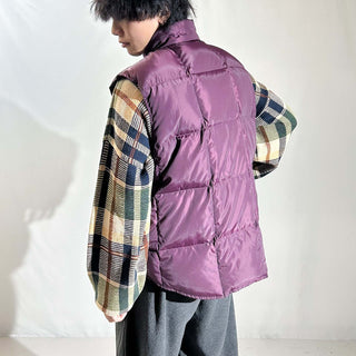 90's LANDS' END バーガンディ キルティング ダウン ベスト