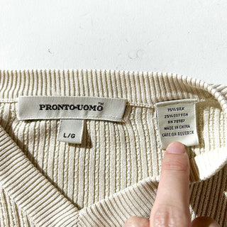 90's～00's PRONTO UOMO シルク×コットン Vネック ニット セーター ニットソー