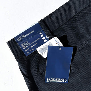 90's～ "deadstock" LANDS' END ２タック コーデュロイ パンツ (BLACK 33×30)