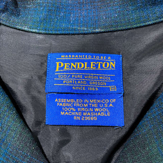 90's～00's "made in USA" PENDLETON  ブルー×グリーン シャドーチェック風 オープンカラー L/Sシャツ