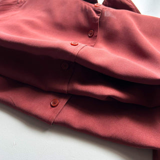 00's ORVIS ボックスシルエット ブラウン シルク L/Sシャツ