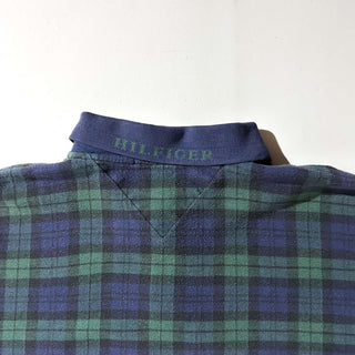 90's TOMMY HILFIGER 短丈 ブラックウォッチ S/Sポロシャツ