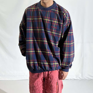 90's IZOD パッカブル チェック プルオーバー ナイロン ジャケット(レッド)