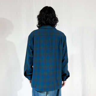 90's～00's "made in USA" PENDLETON  ブルー×グリーン シャドーチェック風 オープンカラー L/Sシャツ