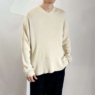 90's～00's PRONTO UOMO シルク×コットン Vネック ニット セーター ニットソー