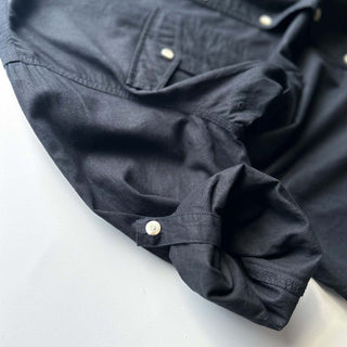 00's converse ブラック リネン×コットン L/Sシャツ