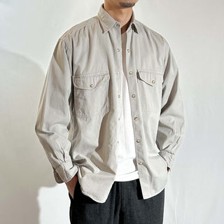 90's OLD GAP グレージュ スナップボタン L/Sシャツ