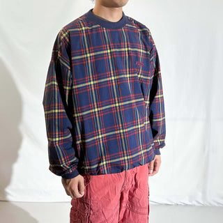 90's IZOD パッカブル チェック プルオーバー ナイロン ジャケット(レッド)