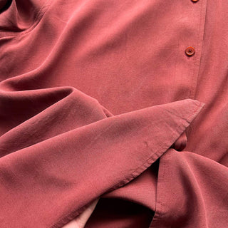 00's ORVIS ボックスシルエット ブラウン シルク L/Sシャツ