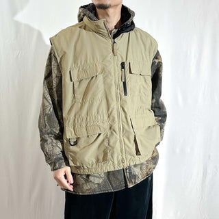 00's OLDNAVY カーキ 裏フリース オーバーサイズ シェル ベスト